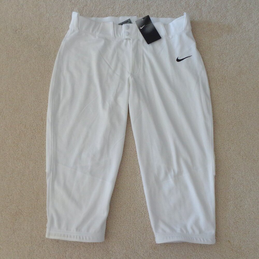 Nike Women’s Size L Vapor Select 3/4 Length Softball Pants AV6642-100 White‎ NWT